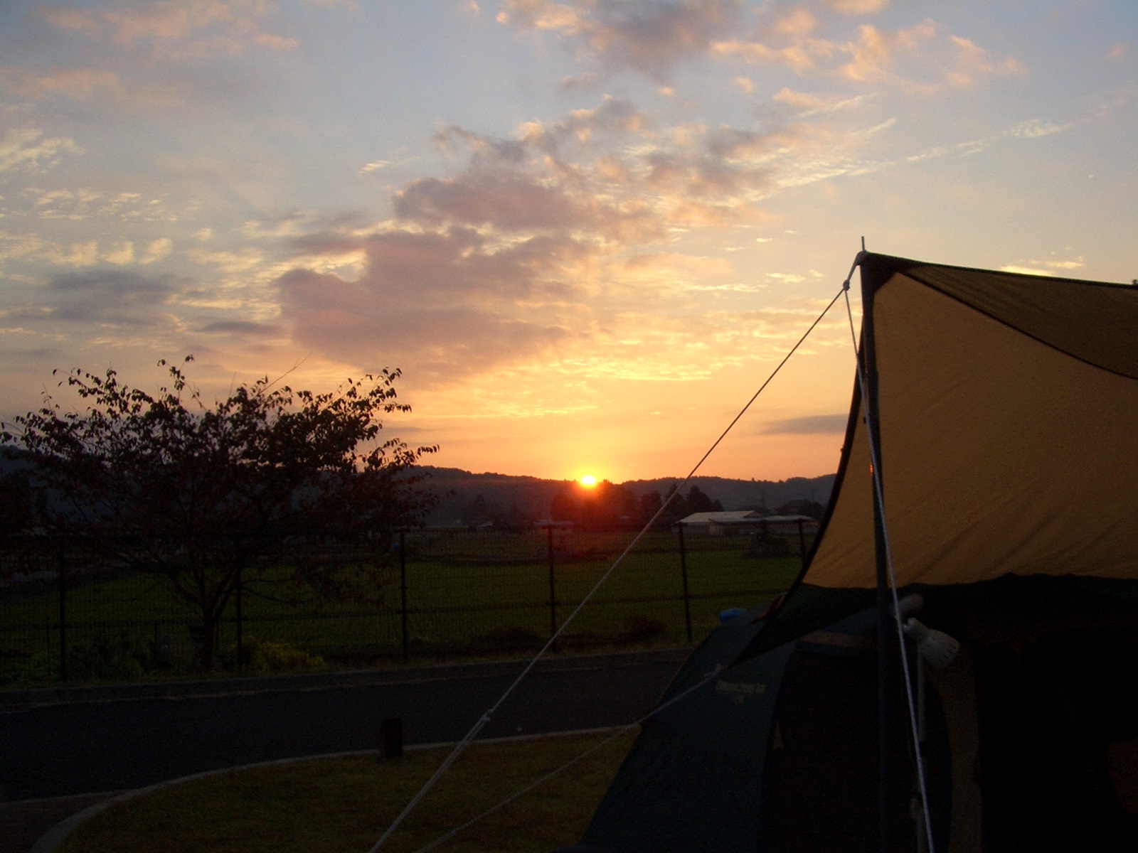 Sunset at a campsite