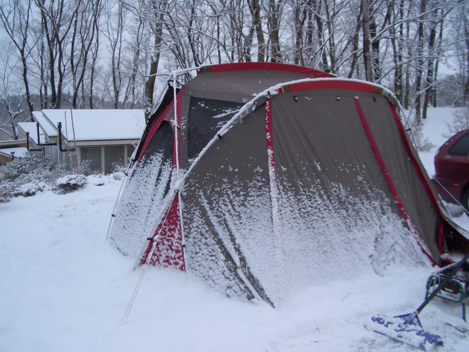A tent in snowy conditions